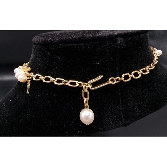Rare Find Vintage 1960s Trifari Signed Gold Tone Choker Necklace With Faux Pearl - Picture 3 of 5
